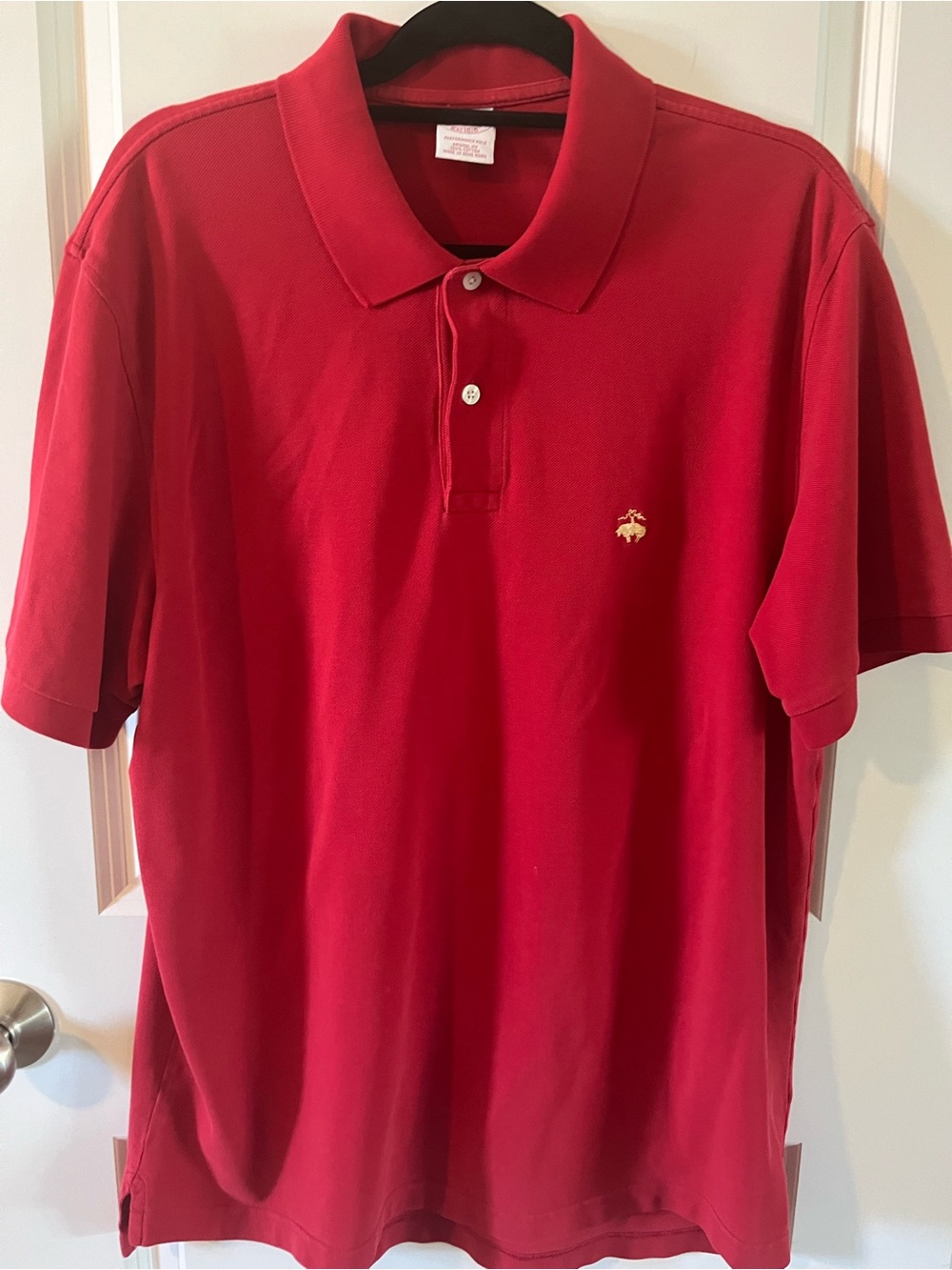 Brooks Brothers Red Short Sleeve Polo Size Lg with Small Embroidered Logo